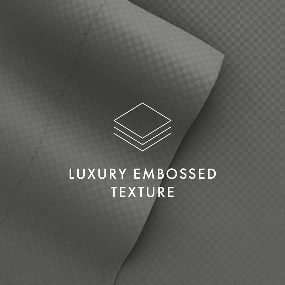 Gray Queen Checkered Embossed Deep Pocket Bed Sheet Set