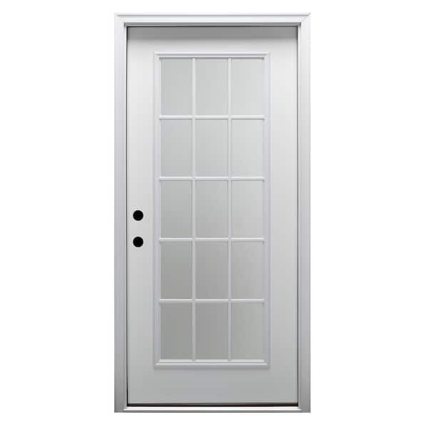 MMI DOOR 32 in. x 80 in. Right-Hand Inswing 15-Lite Clear Low-E Primed Fiberglass Smooth Prehung Front Door on 6-9/16 in. Frame