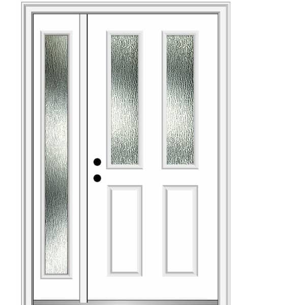MMI Door 48 in. x 80 in. Right-Hand Inswing Rain Glass Primed Fiberglass Prehung Front Door on 4-9/16 in. Frame