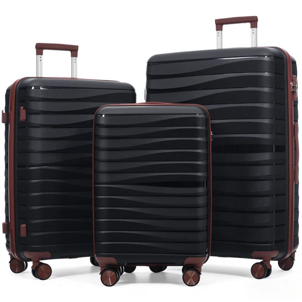 C COMPANY LIMITED ダークブラウン LIVACA 3-Piece Black/Brown Premium ABS Plastic Hardside Spinner