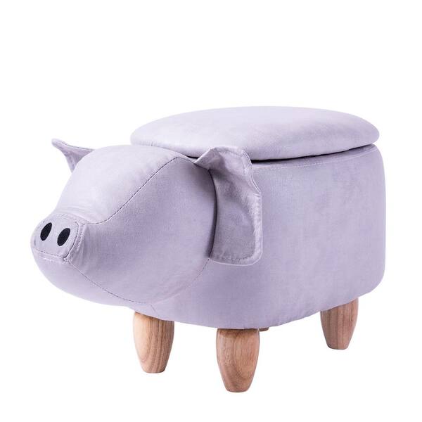 Merax Grey Pig Animal Storage Ottoman Footrest Stool