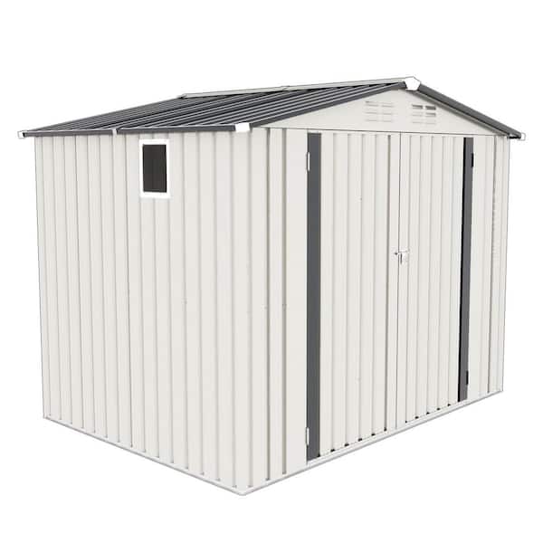 8 ft. W x 6 ft. D Metal Outdoor Storage Shed w/ Side Window,Lockable Door,Pitched Roof Waterproof Tool Shed(48 sq. ft.)