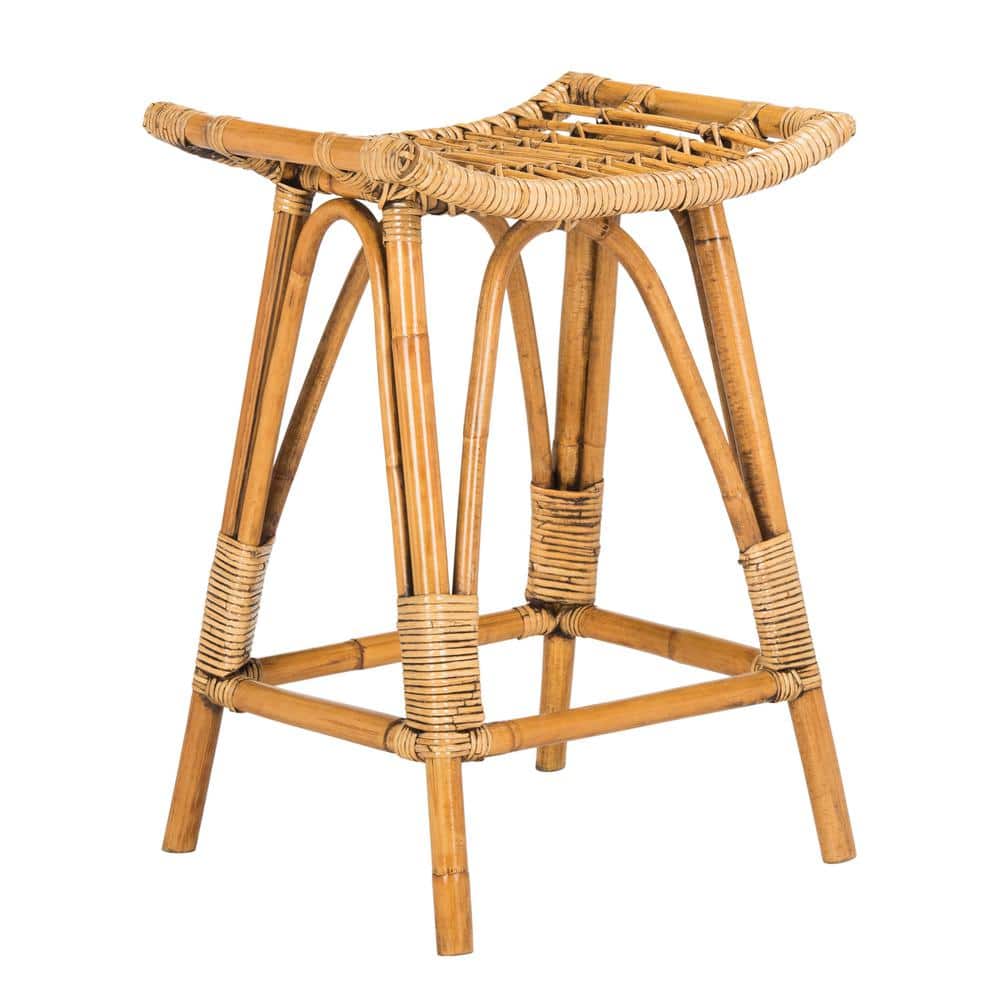 Transitional Saddle Style 25" Wood Counter Stool in Brown
