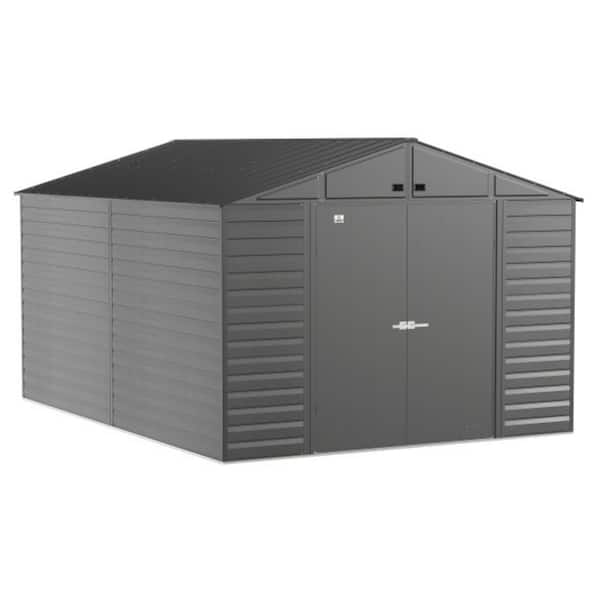 Arrow Select 10 ft. W x 14 ft. D Charcoal Metal Shed 129 sq. ft.