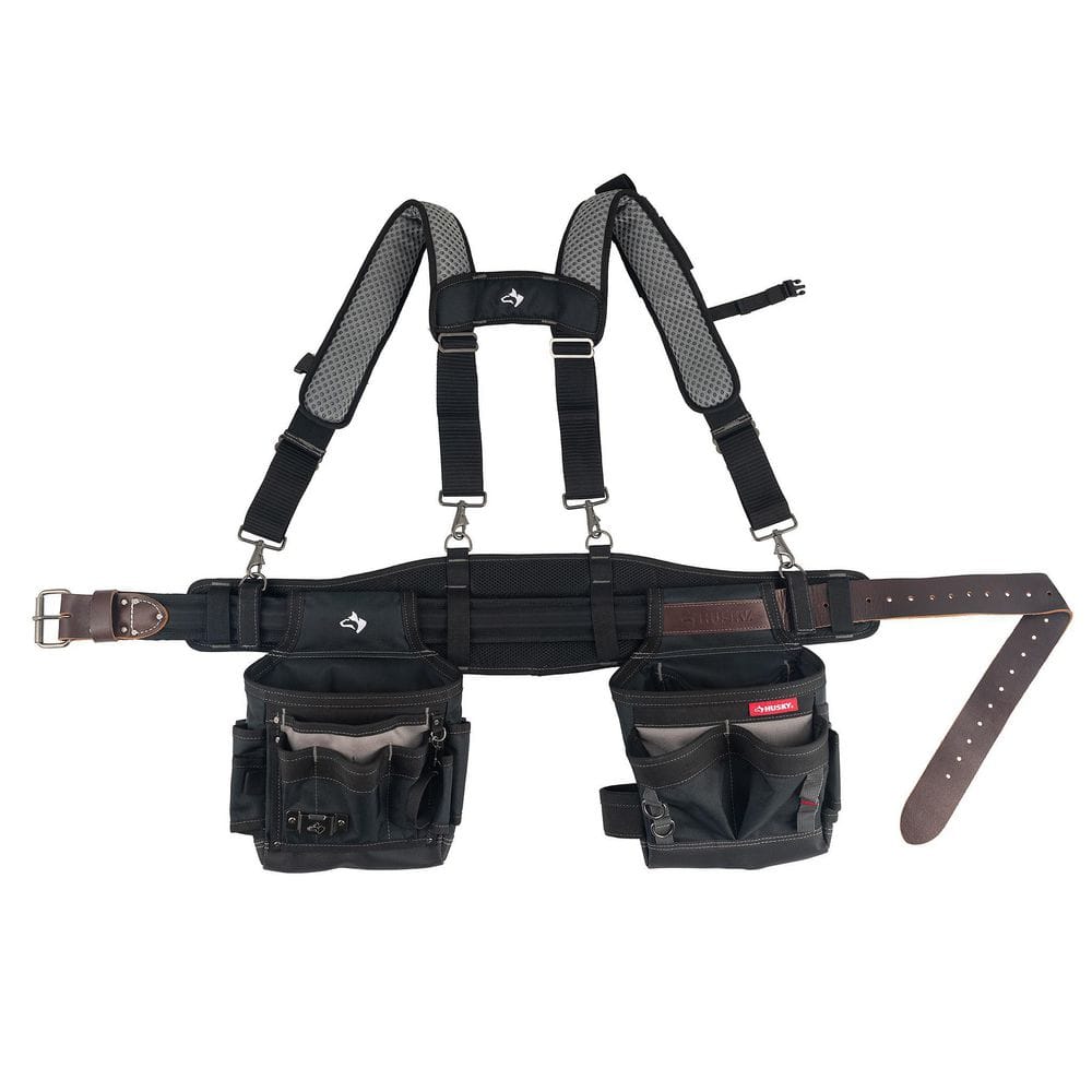 Husky Electricians 2-Bag Work Tool Belt with Suspenders HD00174 - The ...