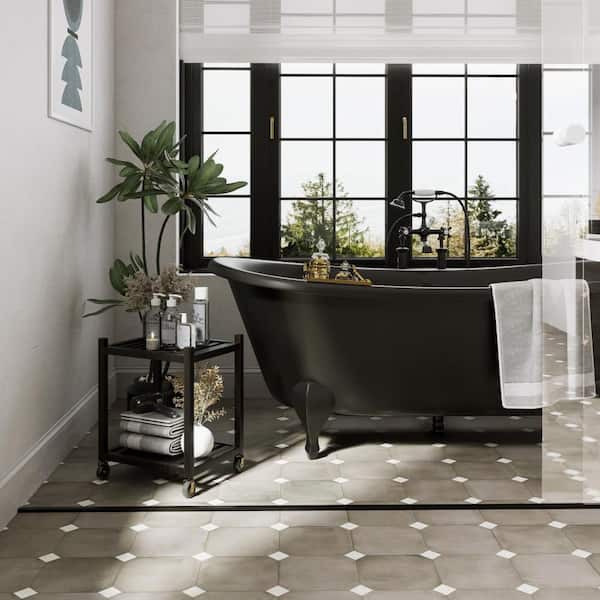 Laverton Octagon Grafito with Taco Nieve 8 in. x 8 in. Porcelain Floor and Wall Tile (22.5 sq. ft. /Case)