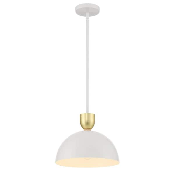 GLUCKSTEINELEMENTS Bryant 1-Light White Shaded Pendant