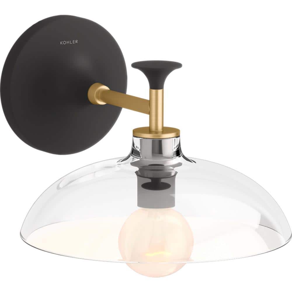 KOHLER Tone 1 Light Black with Brass Trim Indoor Bathroom Wall Sconce