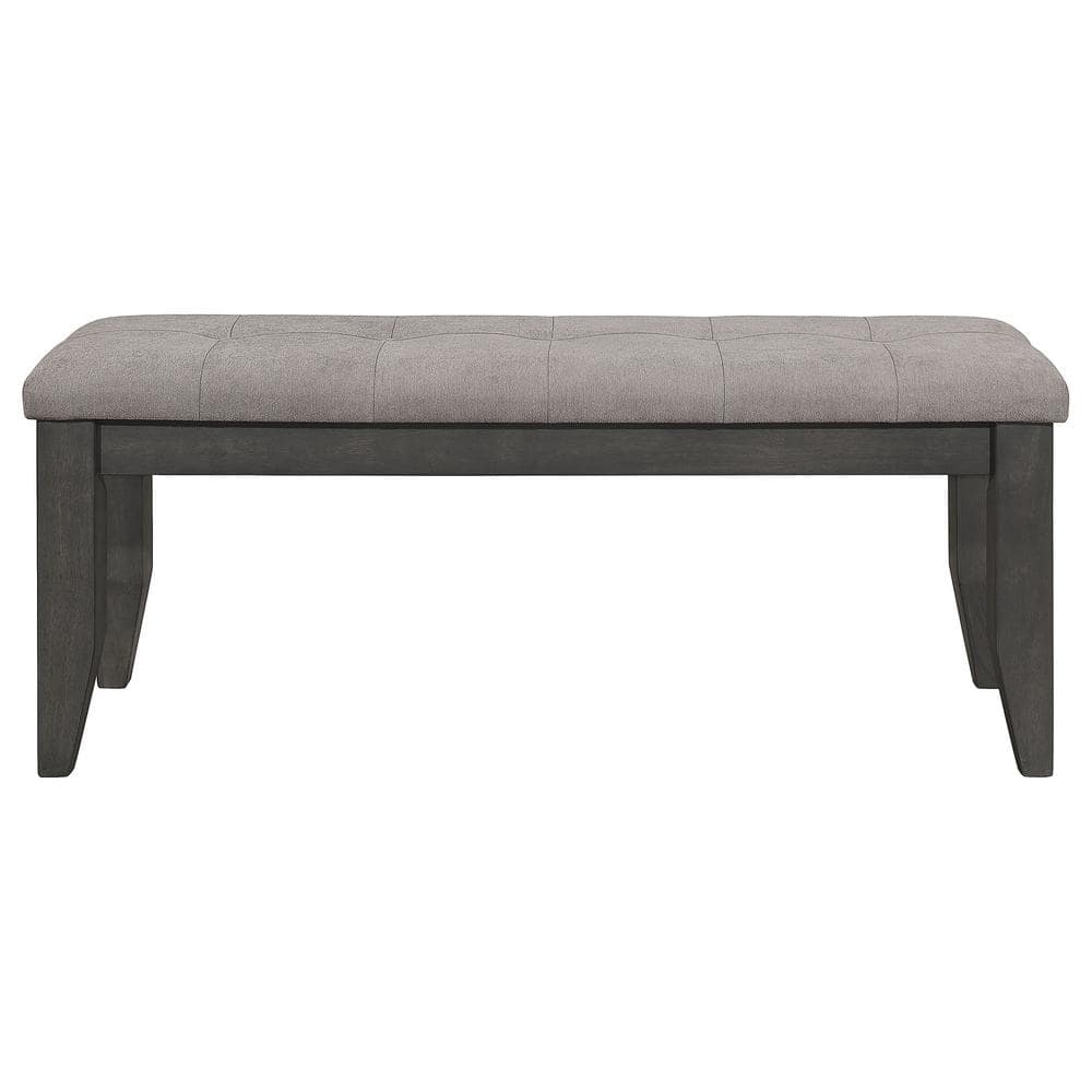 Gray Transitional Wood Bench with Padded Cushion, 47"