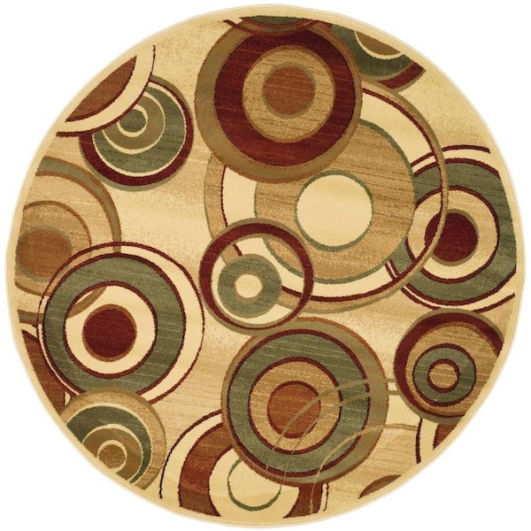 SAFAVIEH Lyndhurst Ivory/Multi 7 ft. x 7 ft. Round Border Area Rug
