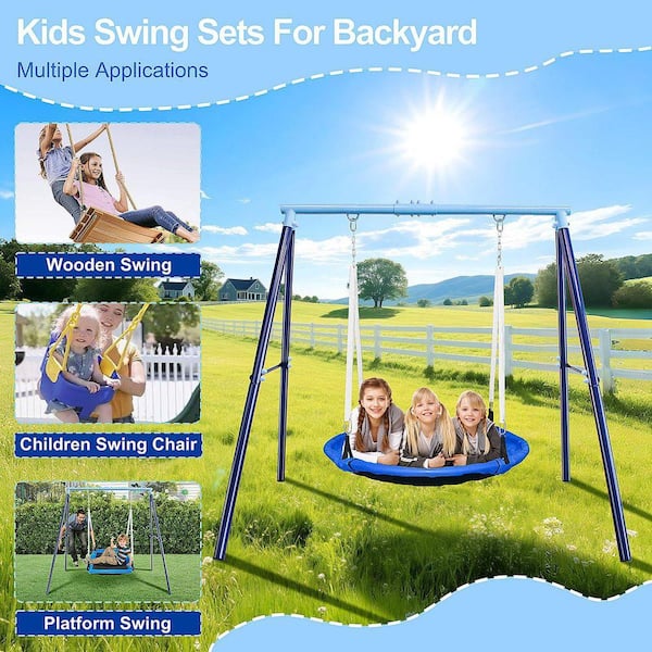 Blue Heavy Duty Saucer Swing Set with 45 in. Round Swing and