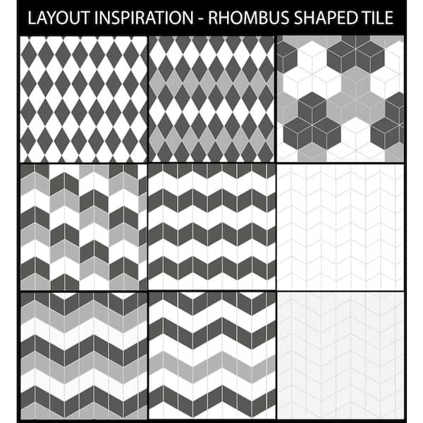 Merola Tile Rhombus Smooth Black 5-1/2 in. x 9-1/2 in. Porcelain Floor and Wall Tile (11.4 Sq. ft./Case)