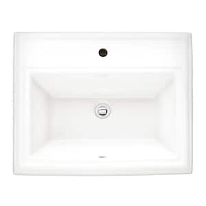 Town Square Countertop Bathroom Sink with Center Hole Only in White