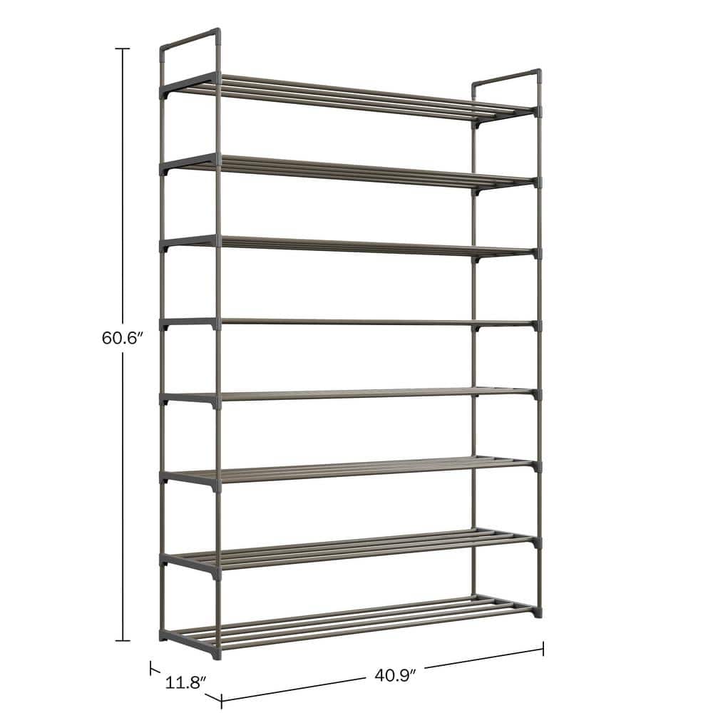 Gray 8-Tier Stackable Plastic Shoe Rack