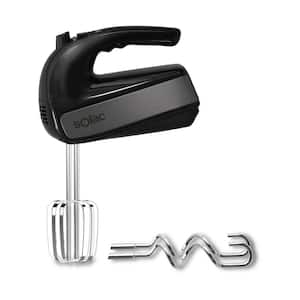SOLAC 5-Speed Black Turbo Hand Mixer with Beaters and Dough Hooks