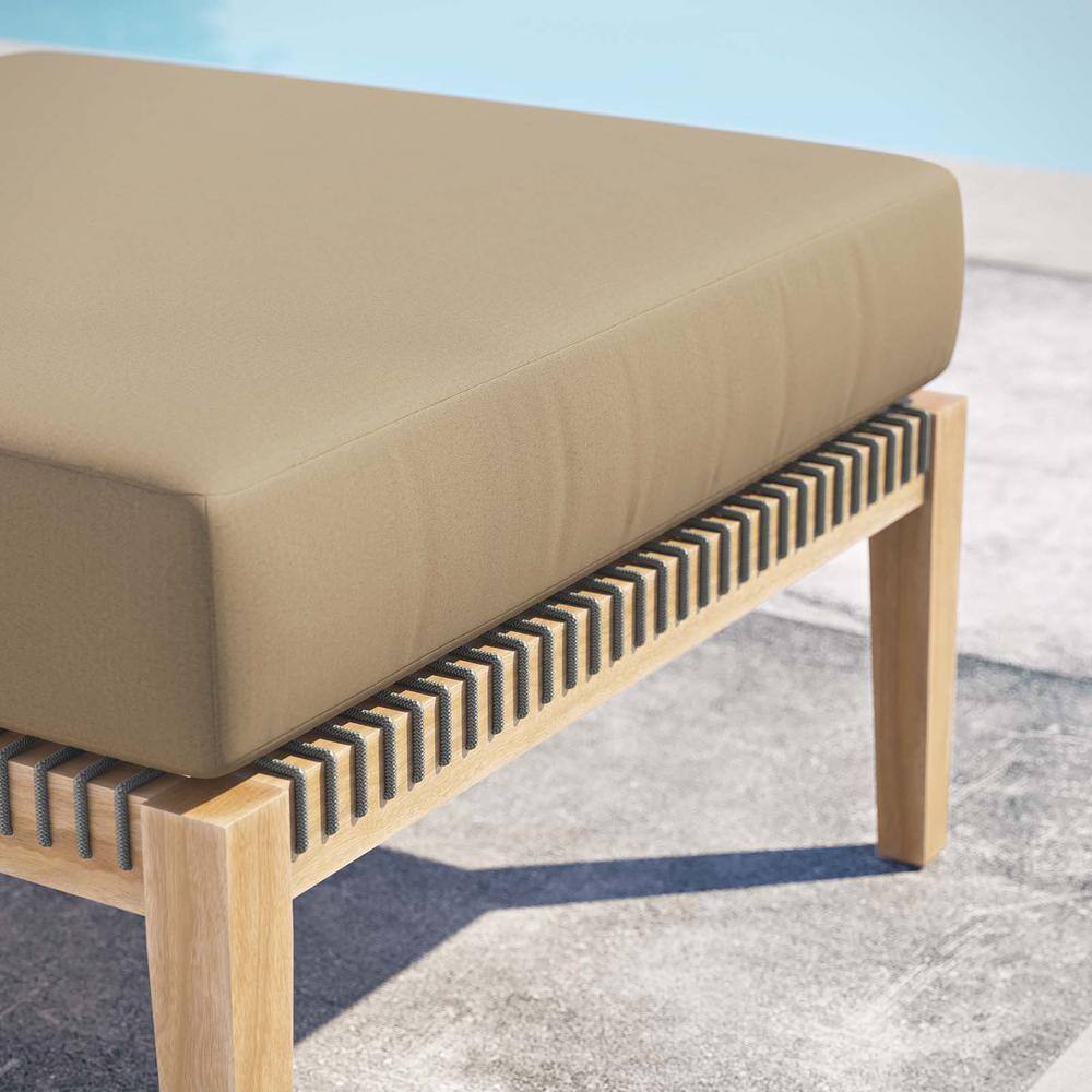Clearwater Coastal Charm Teak Wood and Woven Rope Outdoor Ottoman