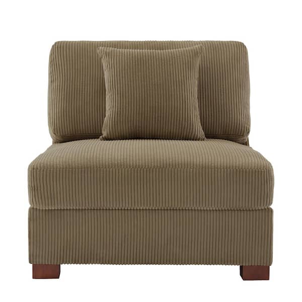 36 in. Camel Rectangle Corduroy Polyester Sectional Center Armless 1-Seat Sofa with One Pillow
