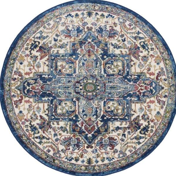 2 ft. x 4 ft. White Medallion Washable Area Rug
