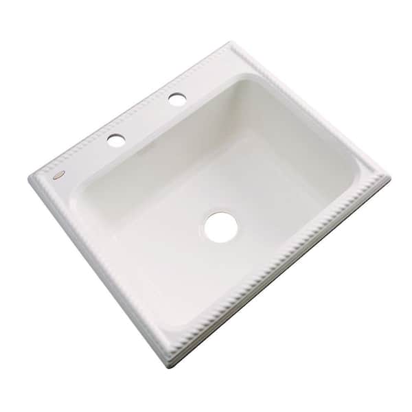Thermocast Wentworth Drop-In Acrylic 25 in. 2-Hole Single Bowl Kitchen Sink in Bone