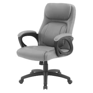 Faux Leather Adjustable Height Manager Chair in Taupe with Grey Mesh Accents with Padded Arms
