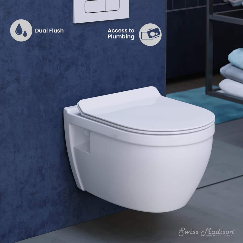 Ivy Glossy White Wall-Hung Elongated Toilet Bowl