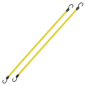 48 in. Flat Strap Yellow Bungee Cord with Hooks - 2 pack