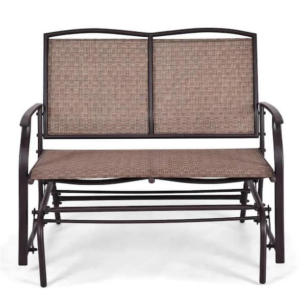 Brown Metal Outdoor Rocking Chair w/o Sunshade, w/o Cushion 1 Set