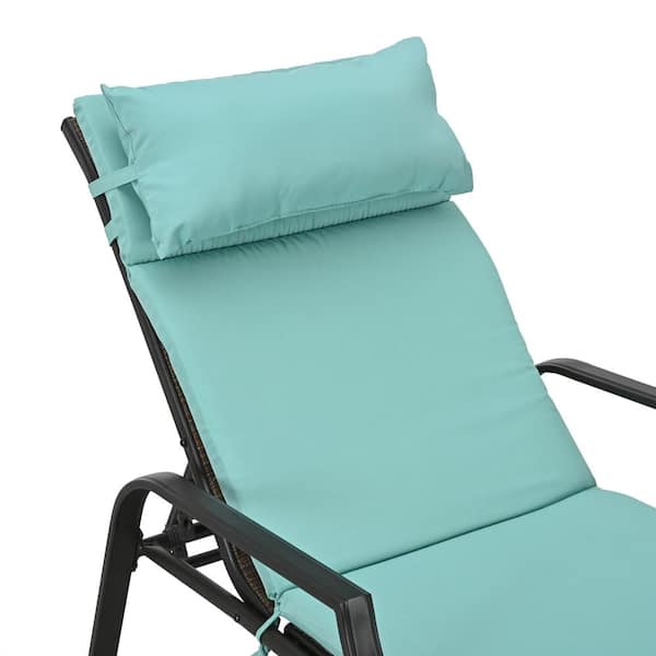 Patio Festival 3-Piece Metal Outdoor Chaise Lounge with Aqua 