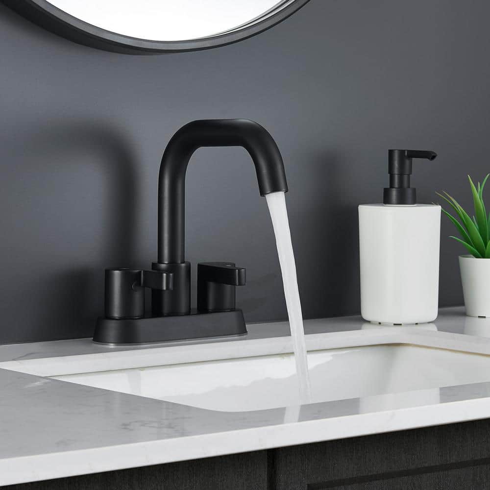 Matte Black Stainless Steel Double Handle High Arc Faucet