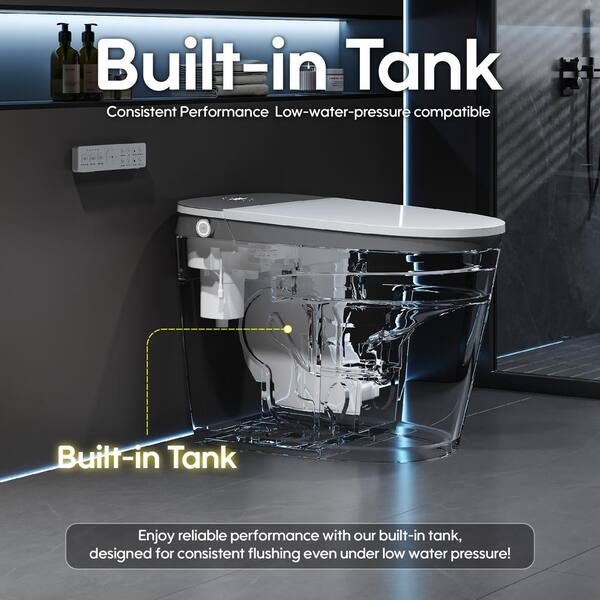 ANGELES HOME Built-in Tank Elongated Smart Toilet Bidet with Auto Flush & Heated Seat