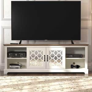 Heron 68.2 in. Ivory with Knotty Oak 2 Door TV Stand Fits TV's up to 75 in.