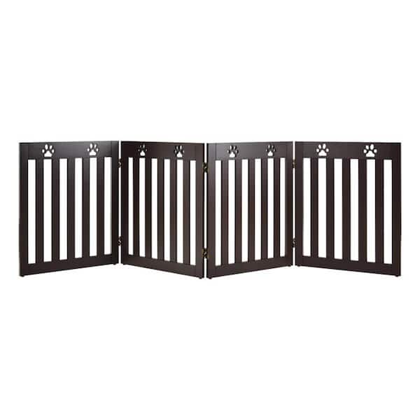 FORCLOVER 24 in. Folding Wooden Freestanding Pet Gate Dog Gate with 360° Hinge