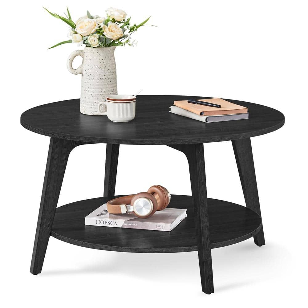 "31.5"" Charcoal Gray Wood Round 2-Tier Coffee Table" price history on PriceWatchPro