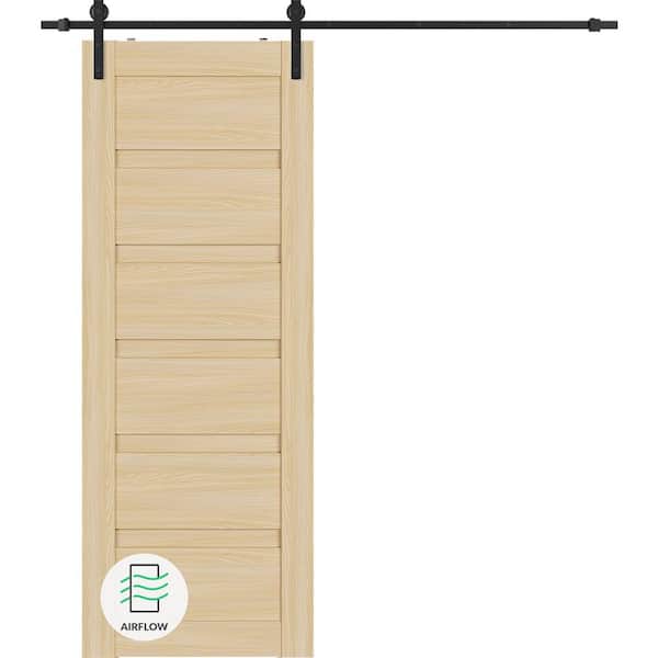 Belldinni Louver 18 in. x 96 in. Loire Ash Wood Composite Sliding Barn Door with Hardware Kit