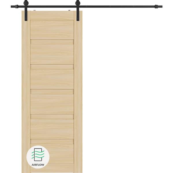 Belldinni Louver 18 in. x 80 in. Loire Ash Wood Composite Sliding Barn Door with Hardware Kit