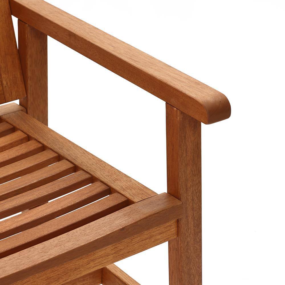 Natural Teak Finish Solid Wood Outdoor Loveseat Bench