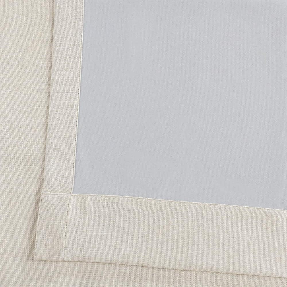 White Puddle Length Blackout Linen-Polyester Window Panel