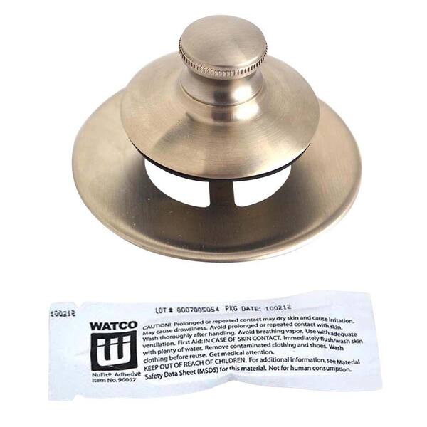 Watco Universal NuFit Push Pull Bathtub Stopper, Non-Grid Strainer and Silicone in Brushed Nickel