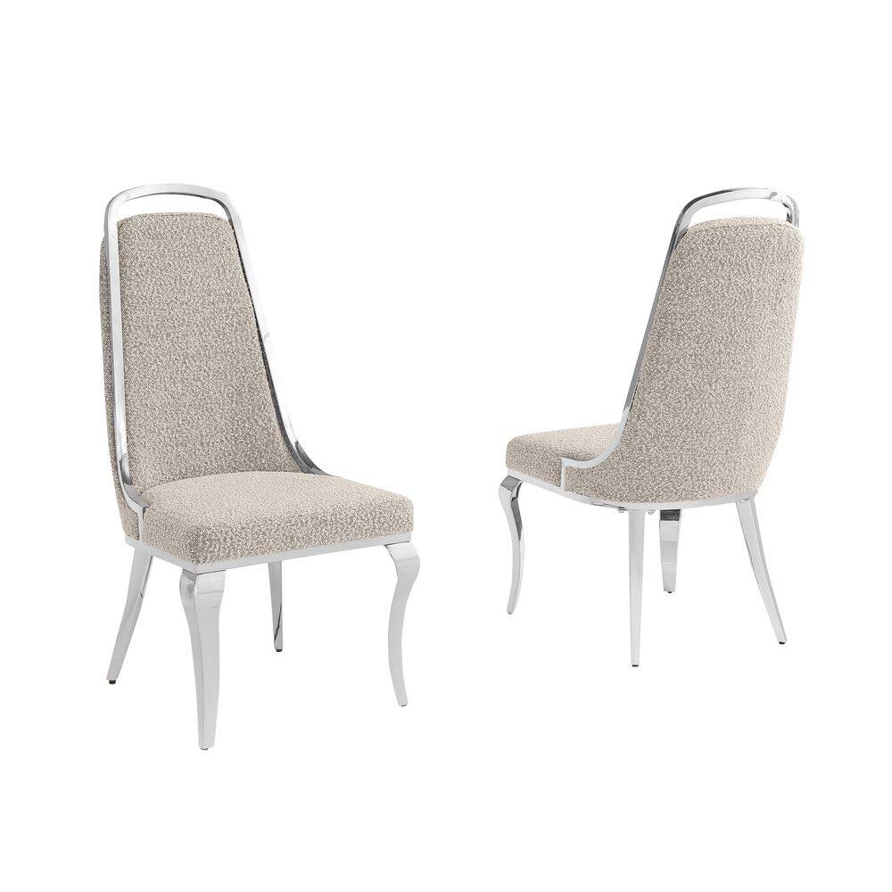 Bora Grey Boucle Fabric Side Chair (Set of 2) with Silver Legs price history on PriceWatchPro