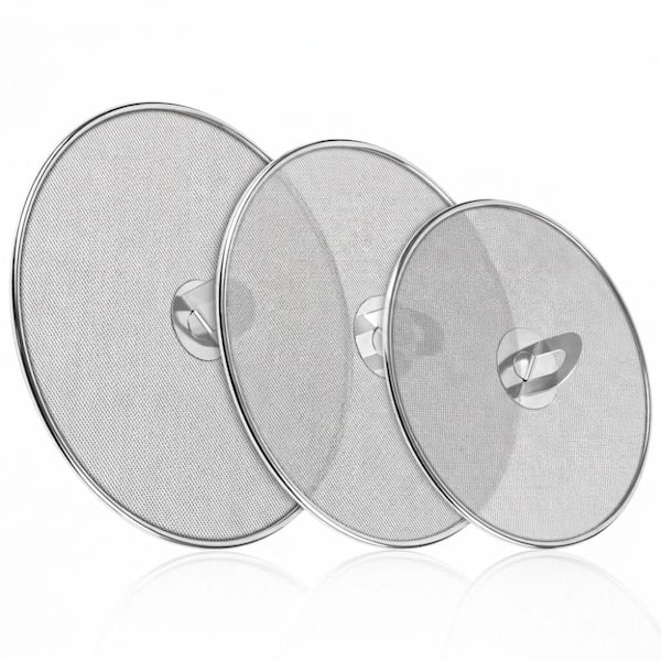 Stainless Steel Ultra-Fine Mesh Splatter Screen Set for Frying Pan Grease Guard with Foldable Knob 3 Pack