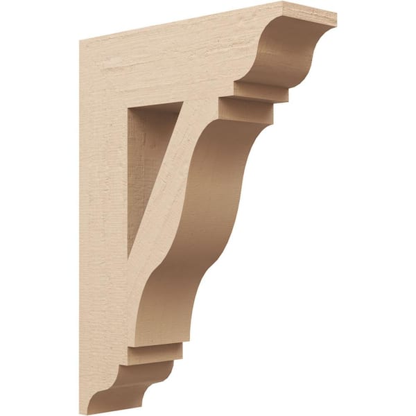 Ekena Millwork 5.5 in. x 28 in. x 20 in. Funston Traditional Rough Cedar Woodgrain Timberthane Polyurethane Bracket, Primed Tan