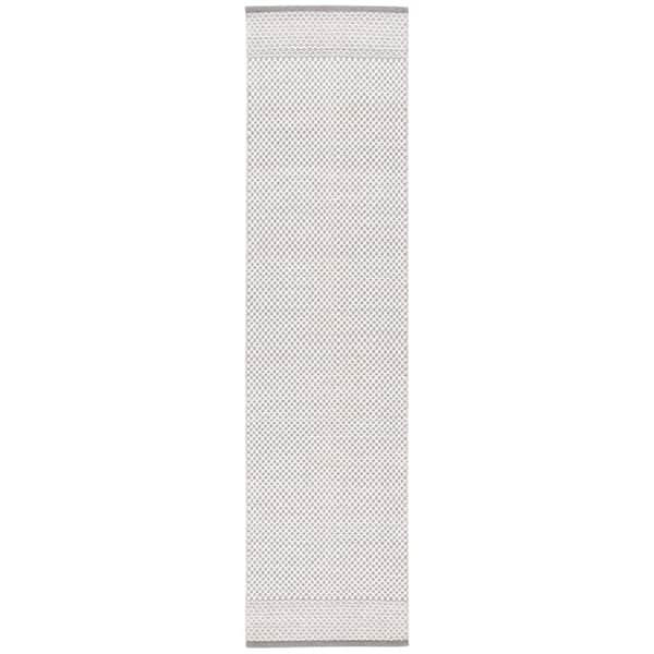 Vermont 2 ft. x 9 ft. Gray/Ivory Check Runner Rug