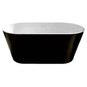 59 in. x 31 in. Freestanding Acrylic Soaking Flatbottom Bathtub Non-Whirlpool with Overflow and Drain in Black