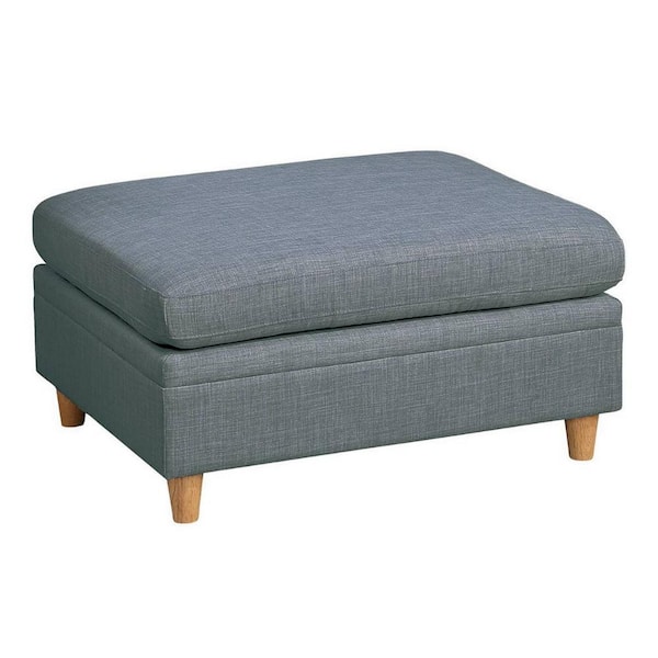 Benjara Gray and Brown Fabric Square Accent Ottoman
