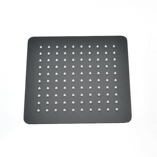 WELLFOR 1-Spray Patterns with 2.5 GPM 10 in. Wall Mount Rain Fixed Shower Head in Matte Black