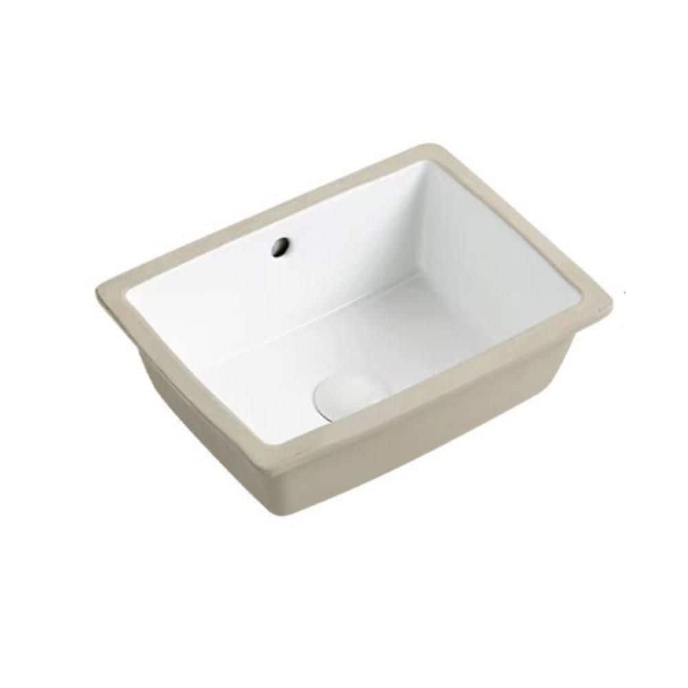 18.31 in. x 13.78 in. White Ceramic Rectangular Single Bowl Undermount Bathroom Sink/Lavatory Vanity Basin with Overflow price history on PriceWatchPro