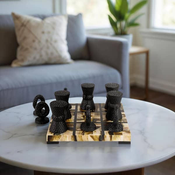 Brown 12 in. x 5 in. Resin Tic Tac Toe Set