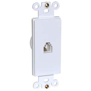 1-Gang White Decora Single Phone Jack Plastic Insert for Decorator Wall Plates for RJ11 Telephone Cables (5-Pack)