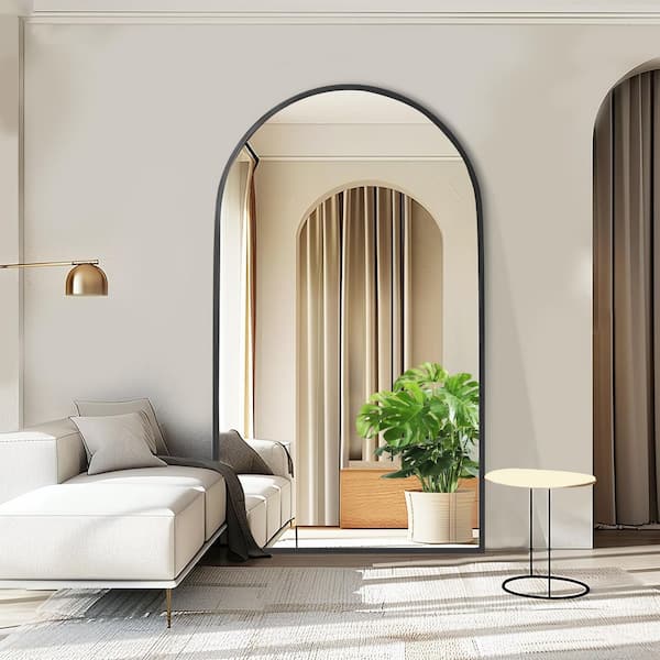 Dovelina 71 in. x 31 in. Modern Arched Wood Framed Black