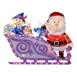 7.5 ft. Long Santa and Sleigh 2D Pre-Lit LED Yard Art